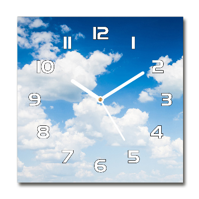 Wanduhr quadratisch Wolken am Himmel