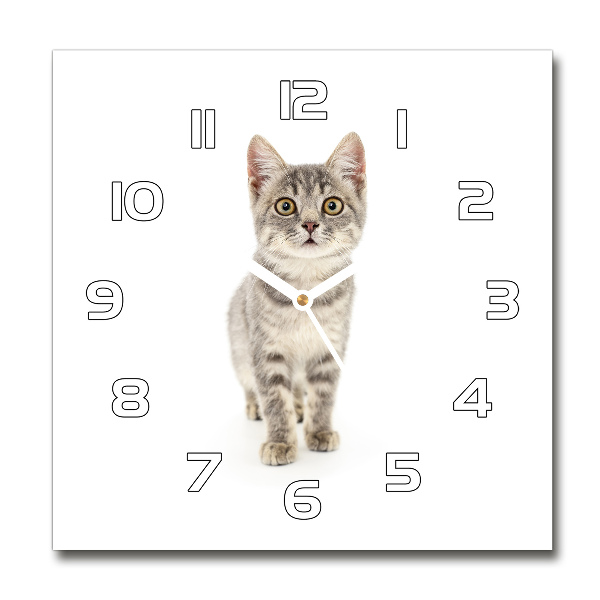 Wanduhr quadratisch Graue Katze