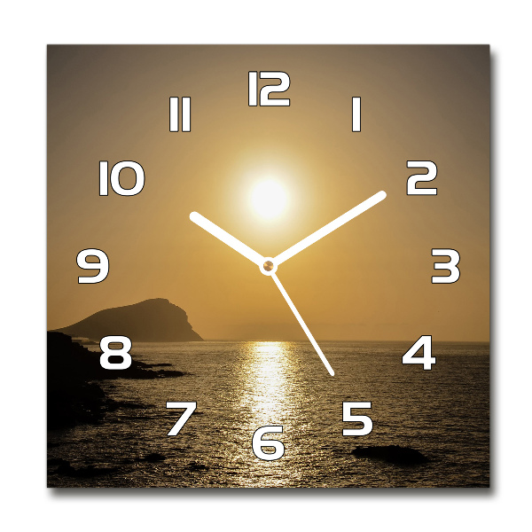 Wanduhr quadratisch Sonnenuntergang am Meer