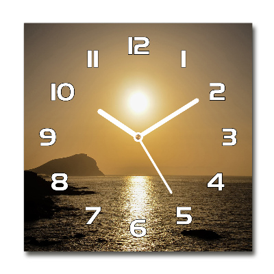 Wanduhr quadratisch Sonnenuntergang am Meer