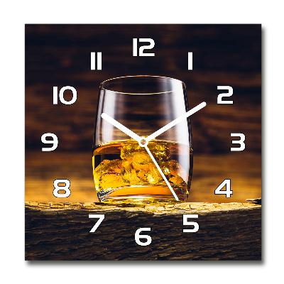 Wanduhr modern quadratisch Bourbon im Glas