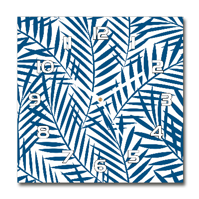 Wanduhr modern quadratisch Palmenblätter