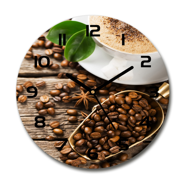 Wanduhr glas rund Kaffee