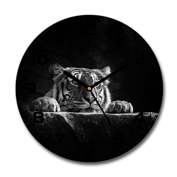Wanduhr glas rund Tiger