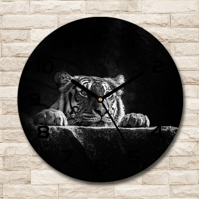 Wanduhr glas rund Tiger