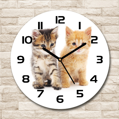 Wanduhr glas rund Braune und rote Katze