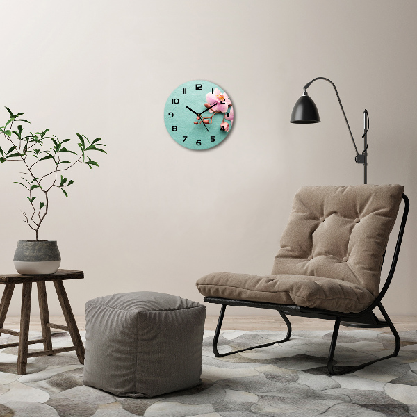 Wanduhr rund Orchidee
