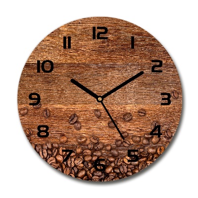 Wanduhr glas rund Kaffeebohnen