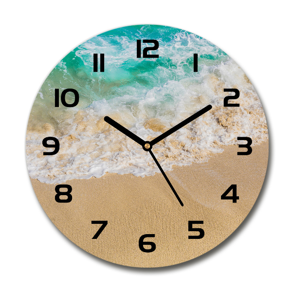 Wanduhr glas rund Strand und Meer