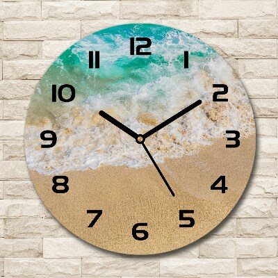 Wanduhr glas rund Strand und Meer
