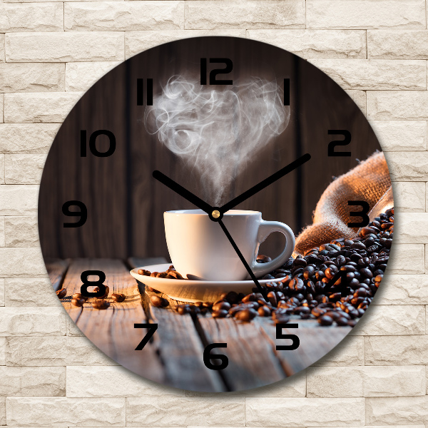 Wanduhr glas rund Eine Tasse Kaffee