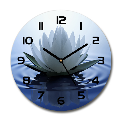 Wanduhr glas rund Seerose