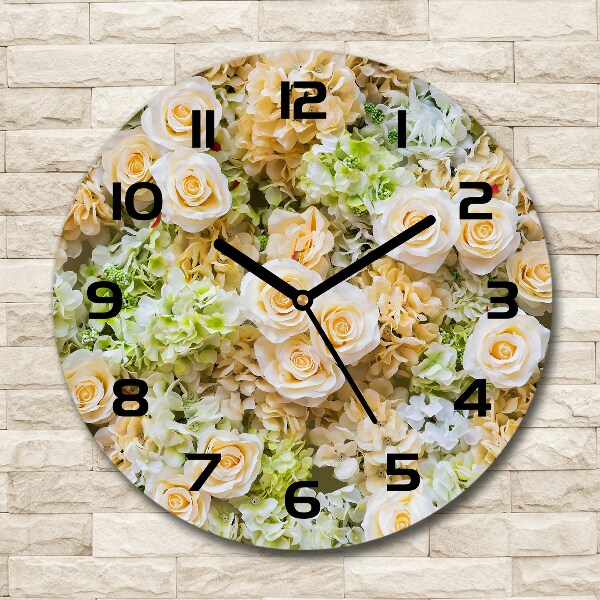 Wanduhr rund Rosen