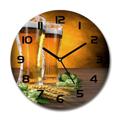 Wanduhr rund Zwei Gläser Bier
