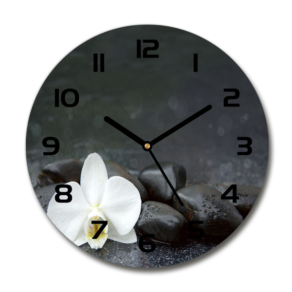 Wanduhr rund Orchidee