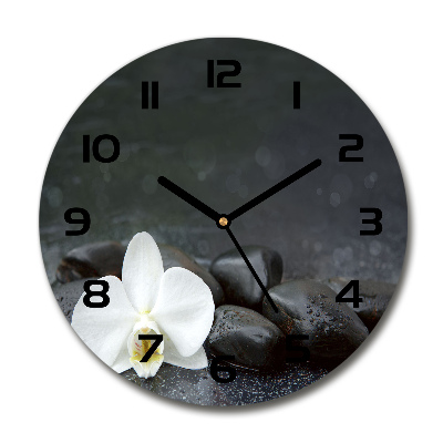 Wanduhr rund Orchidee