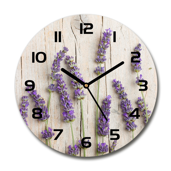 Wanduhr rund Lavendel auf Holz