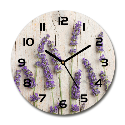 Wanduhr rund Lavendel auf Holz