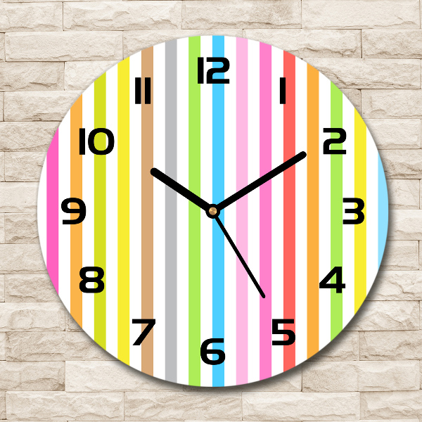 Wanduhr glas rund Bunte Streifen