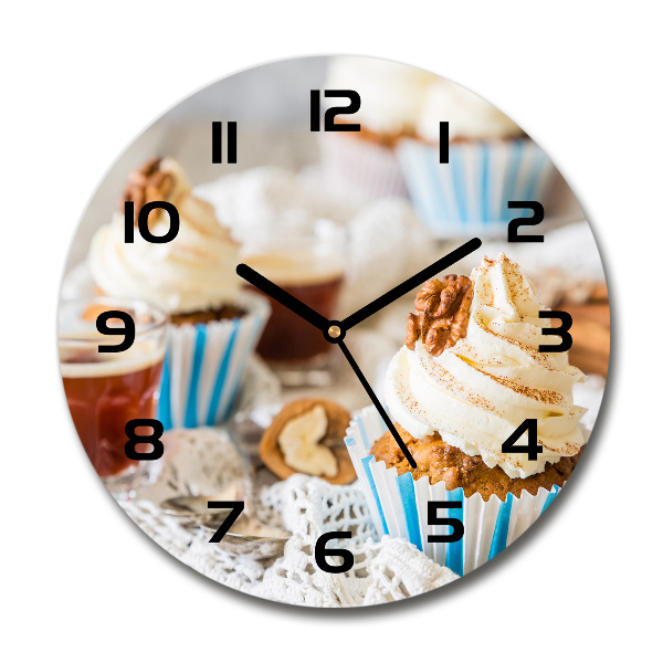 Wanduhr glas rund Cupcakes