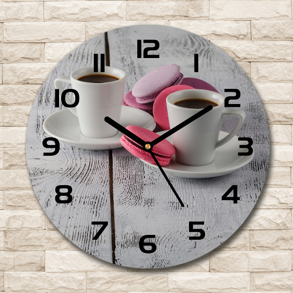 Wanduhr glas rund Kaffee und Kekse