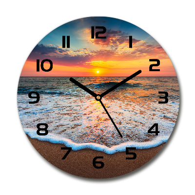 Wanduhr rund Sonnenuntergang über dem Meer