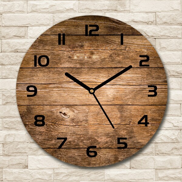 Wanduhr rund Holzhintergrund
