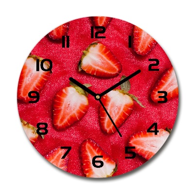 Wanduhr glas rund Geschnittene Erdbeeren