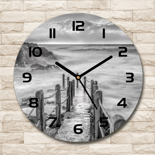 Wanduhr glas rund Weg am Meer