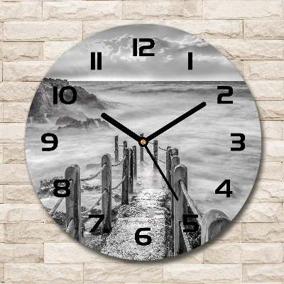 Wanduhr glas rund Weg am Meer