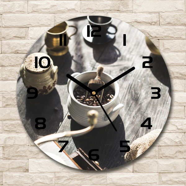 Wanduhr glas rund Kaffeemühle