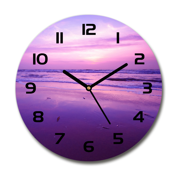 Wanduhr glas rund Sonnenuntergang, Sonne, Meer