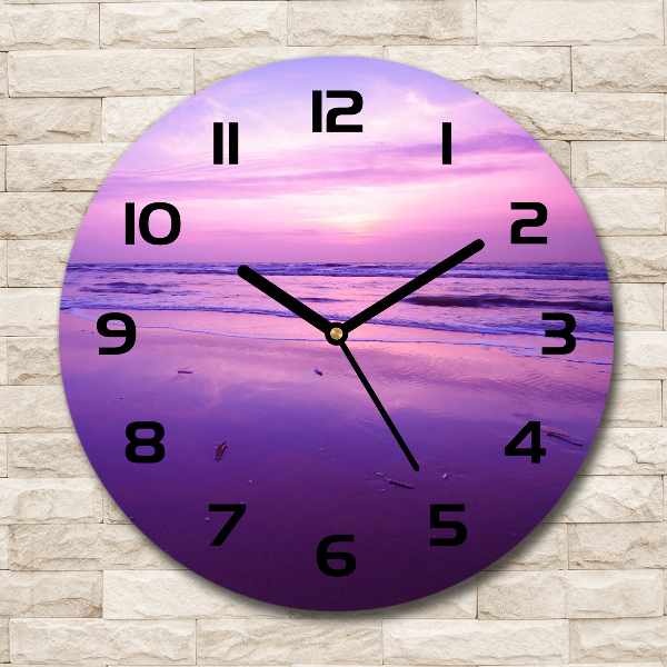 Wanduhr glas rund Sonnenuntergang, Sonne, Meer
