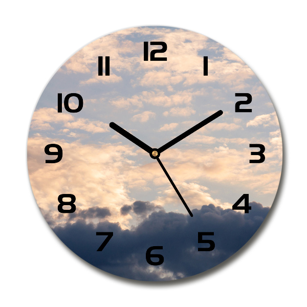 Wanduhr glas rund Wolken am Himmel
