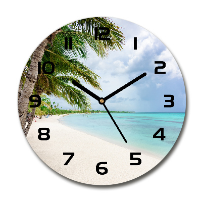 Wanduhr glas rund Tropischer Strand