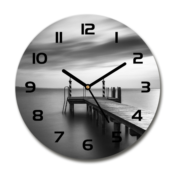 Wanduhr glas rund Pier am See
