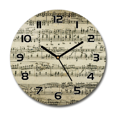 Wanduhr glas rund Noten auf einem Stab