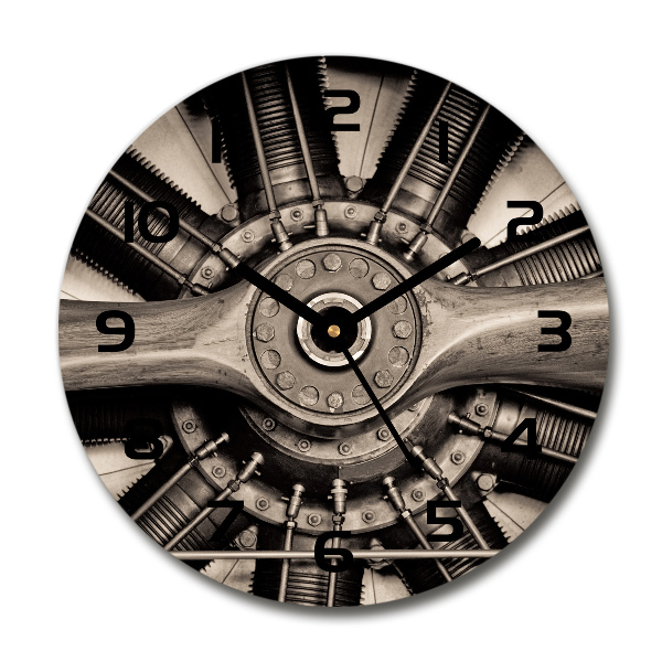 Wanduhr glas rund Flugzeugmotor