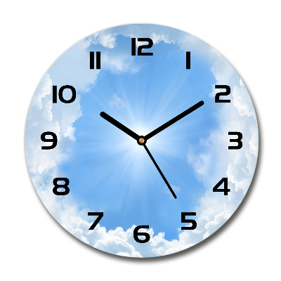 Wanduhr glas rund Wolken am Himmel