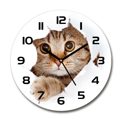 Wanduhr rund Katze