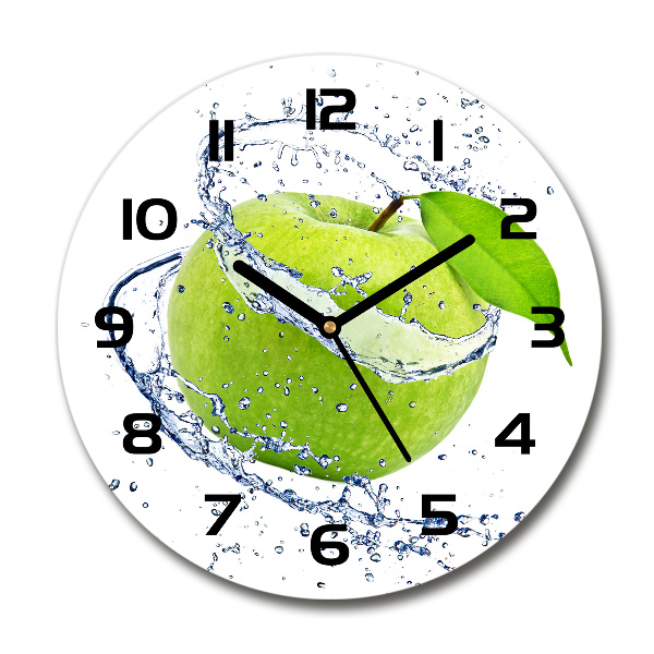 Wanduhr rund Grüner Apfel