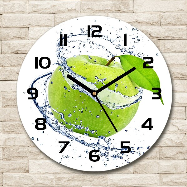 Wanduhr rund Grüner Apfel