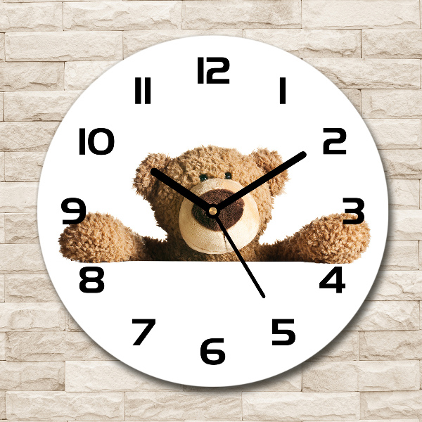 Wanduhr glas rund Teddybär