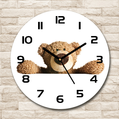Wanduhr glas rund Teddybär