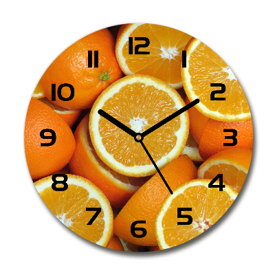 Wanduhr glas rund Orangenhälften
