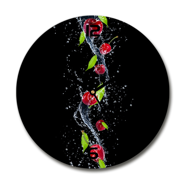 Wanduhr glas rund Kirschen