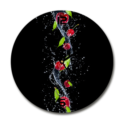 Wanduhr glas rund Kirschen