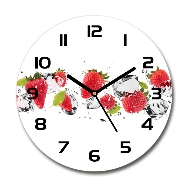 Wanduhr rund Erdbeeren und Wasser