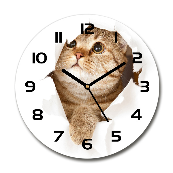 Wanduhr rund Katze