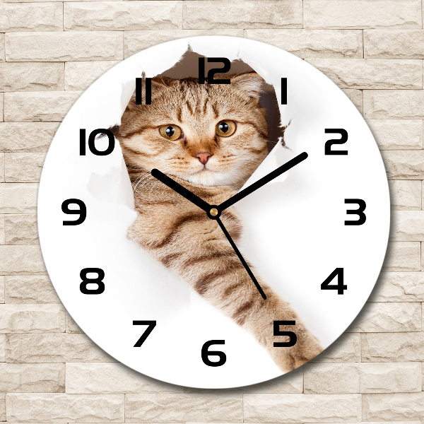 Wanduhr rund Katze
